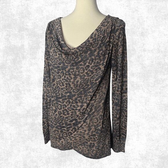 Calvin Klein Snakeskin Blouse – Size L – Animal Print Tie-Neck Top - Picture 3 of 4